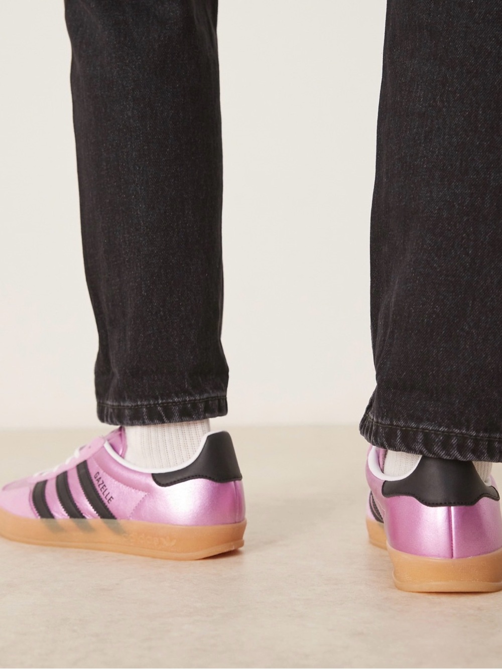 adidas Gazelle Pink with Black Stripes and Gum Sole - Picture 7 of 9